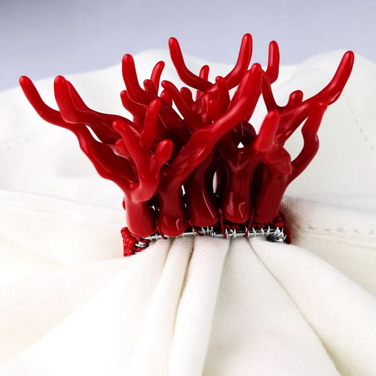 Set of 6 Acrylic Coral Napkin Rings in Multiple Colors