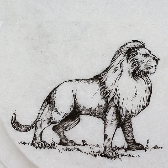 Round Hand Painted Lion Marble Tray