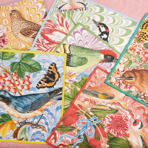 Set of 6 Flora and Fauna Printed Napkins