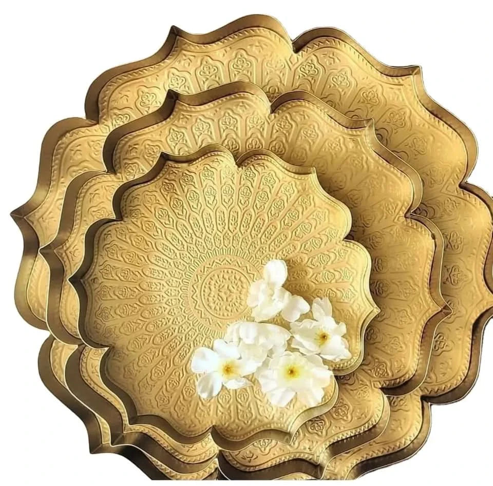 Set of Three Indian Lotus Style Trays