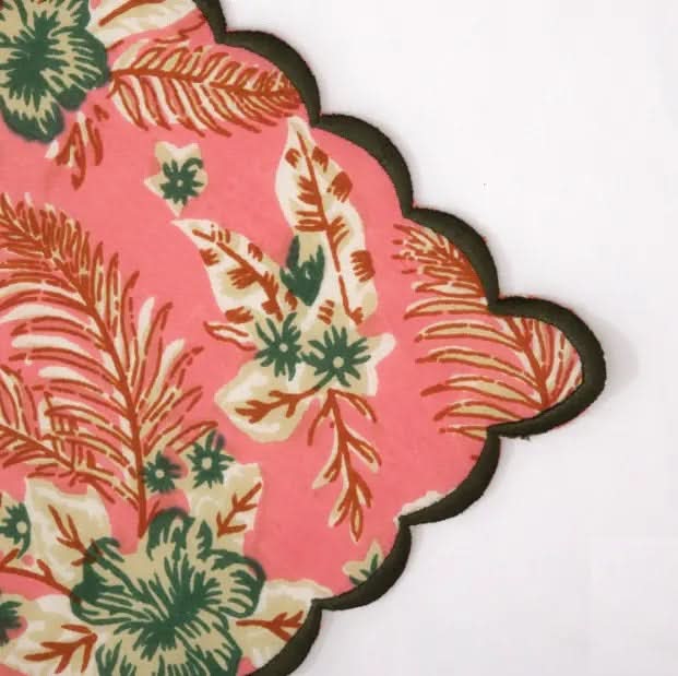 Set of Six Napkins in Pink Tropical Flowers Print
