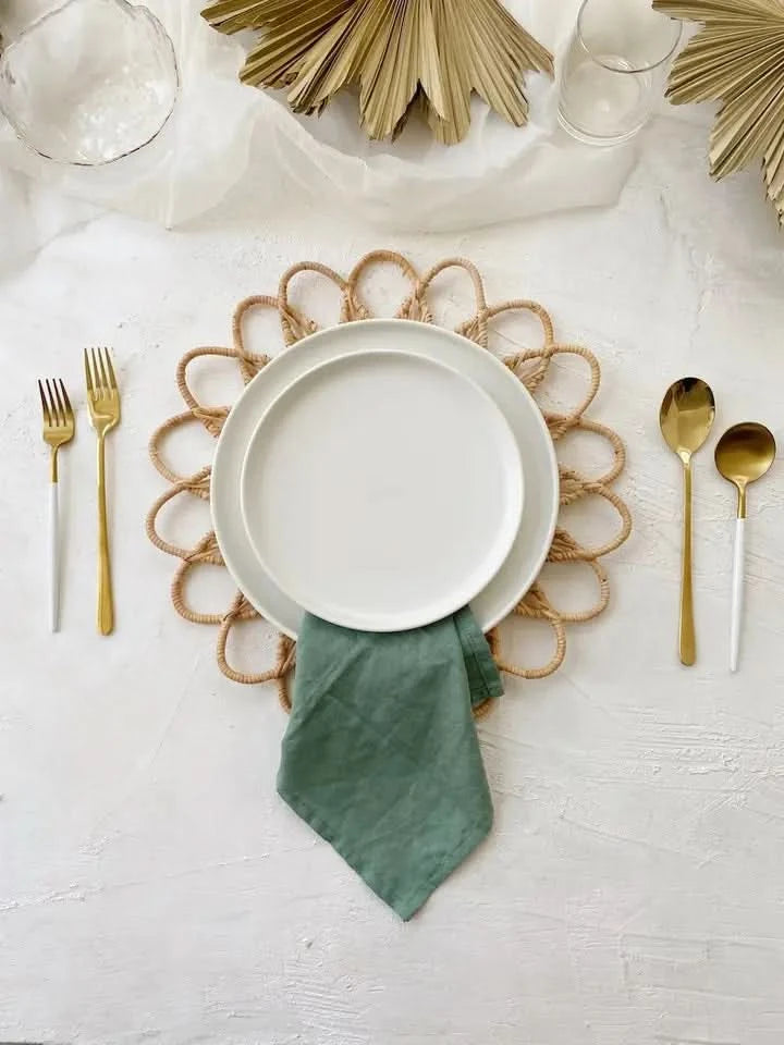 Set of Four Rattan and Cane Placemats