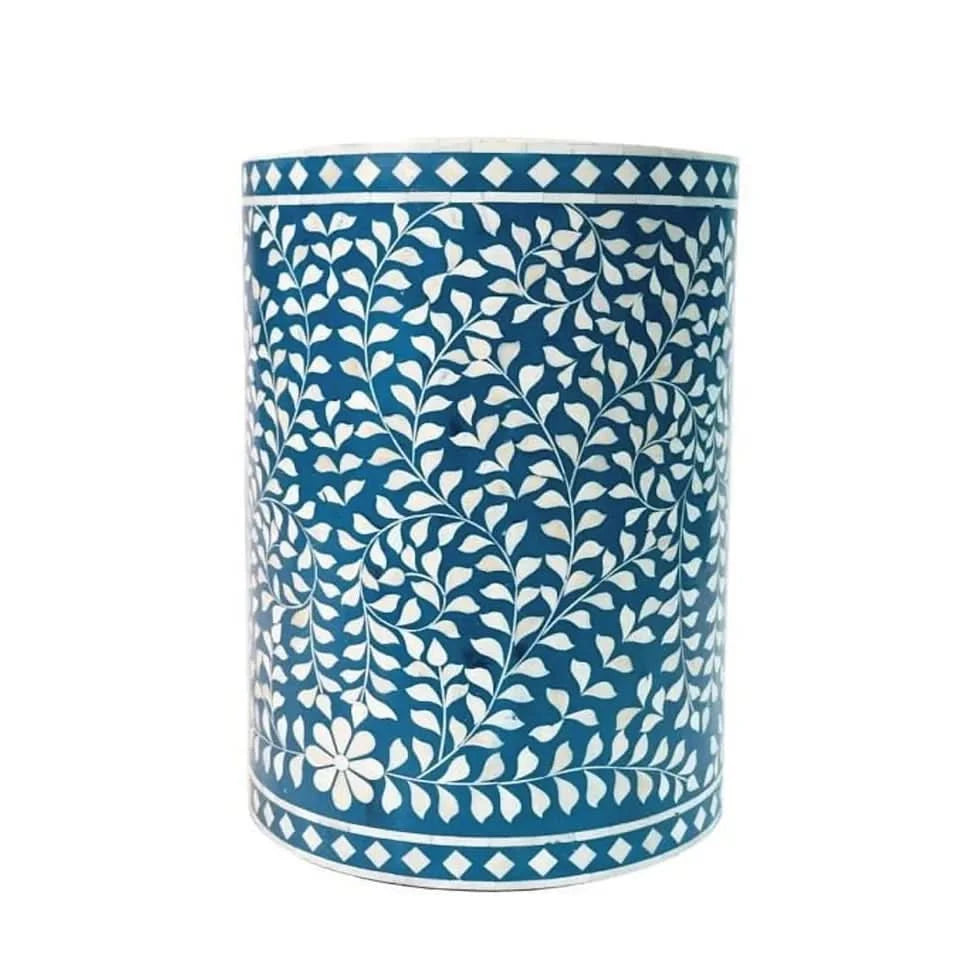 Bone inlay Sky Blue Garden Stool