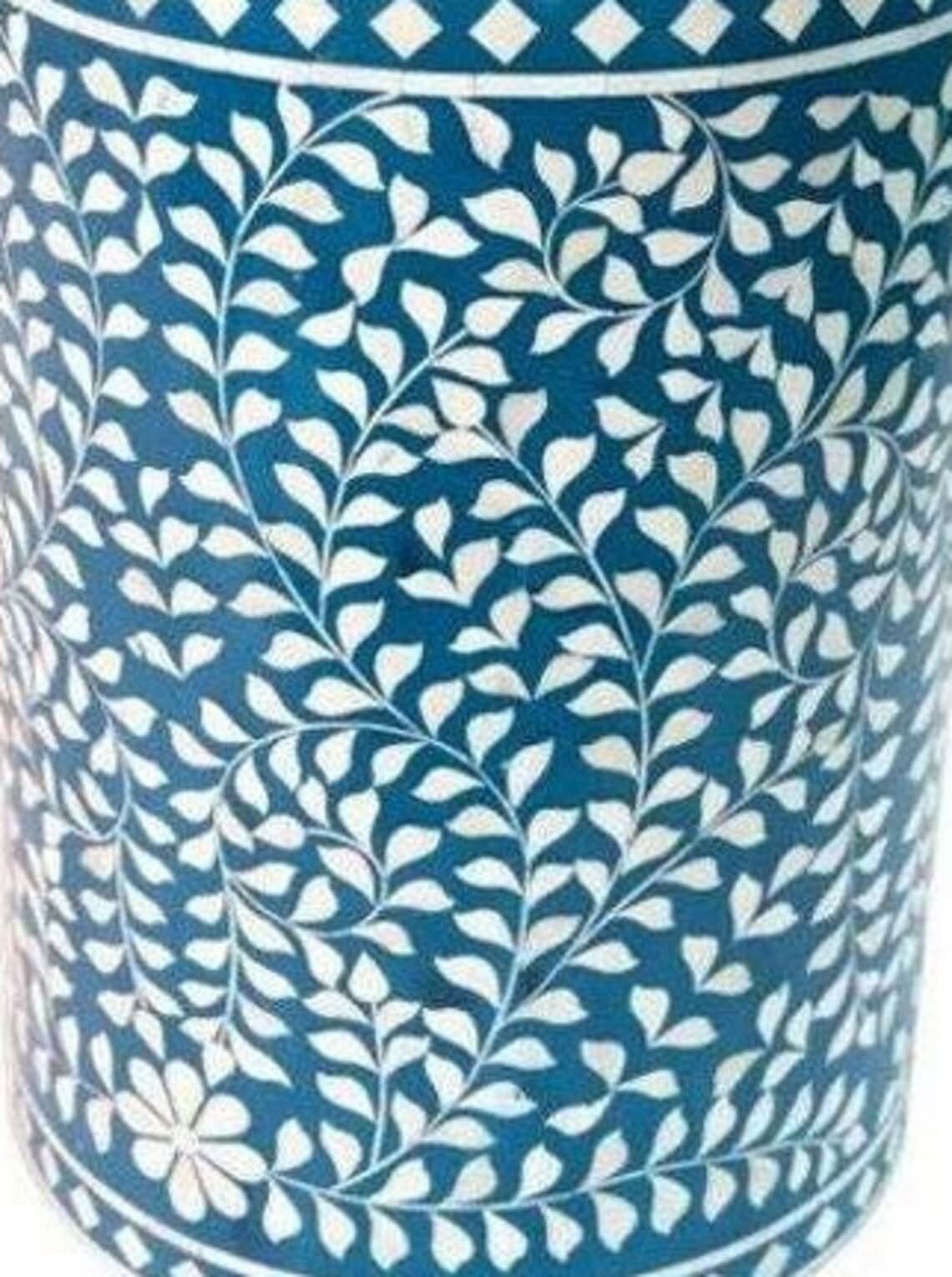 Bone inlay Sky Blue Garden Stool