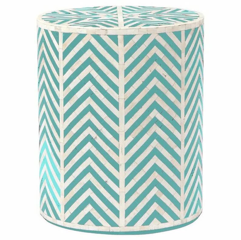 Bone inlay Chevron Stripe Garden Stool