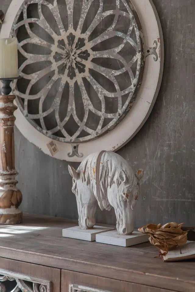 White Wash Horse Head Bookends