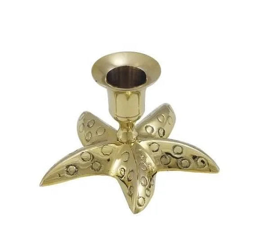 Set of Two Brass Starfish Candle Holders