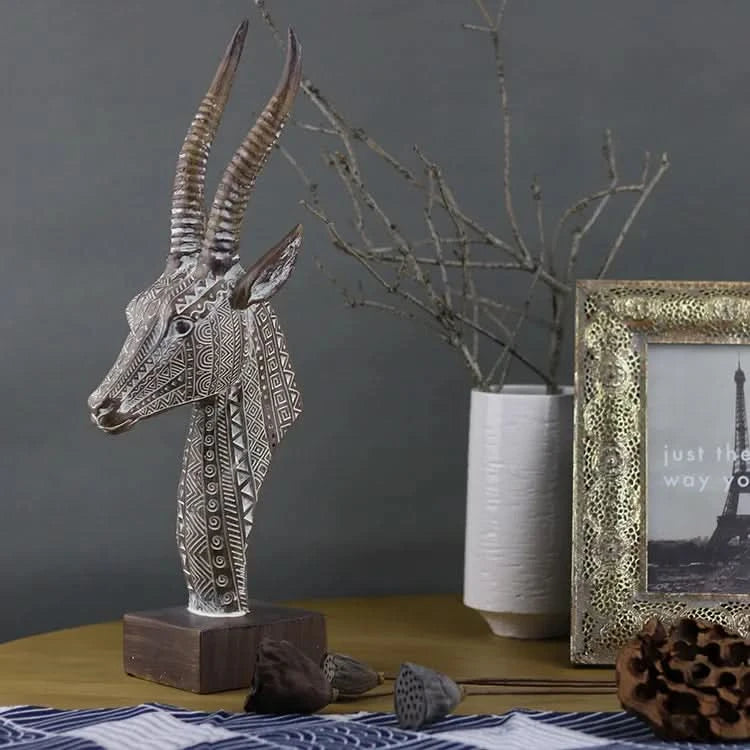 Tribal Deer Head Sculpture