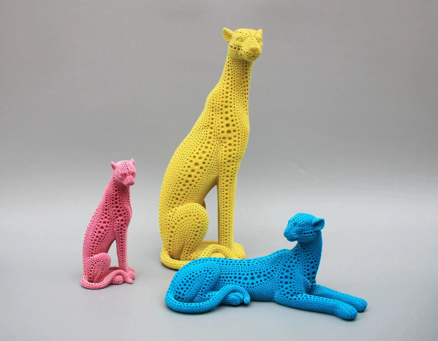 Decorative Flocked Cheetah Statues