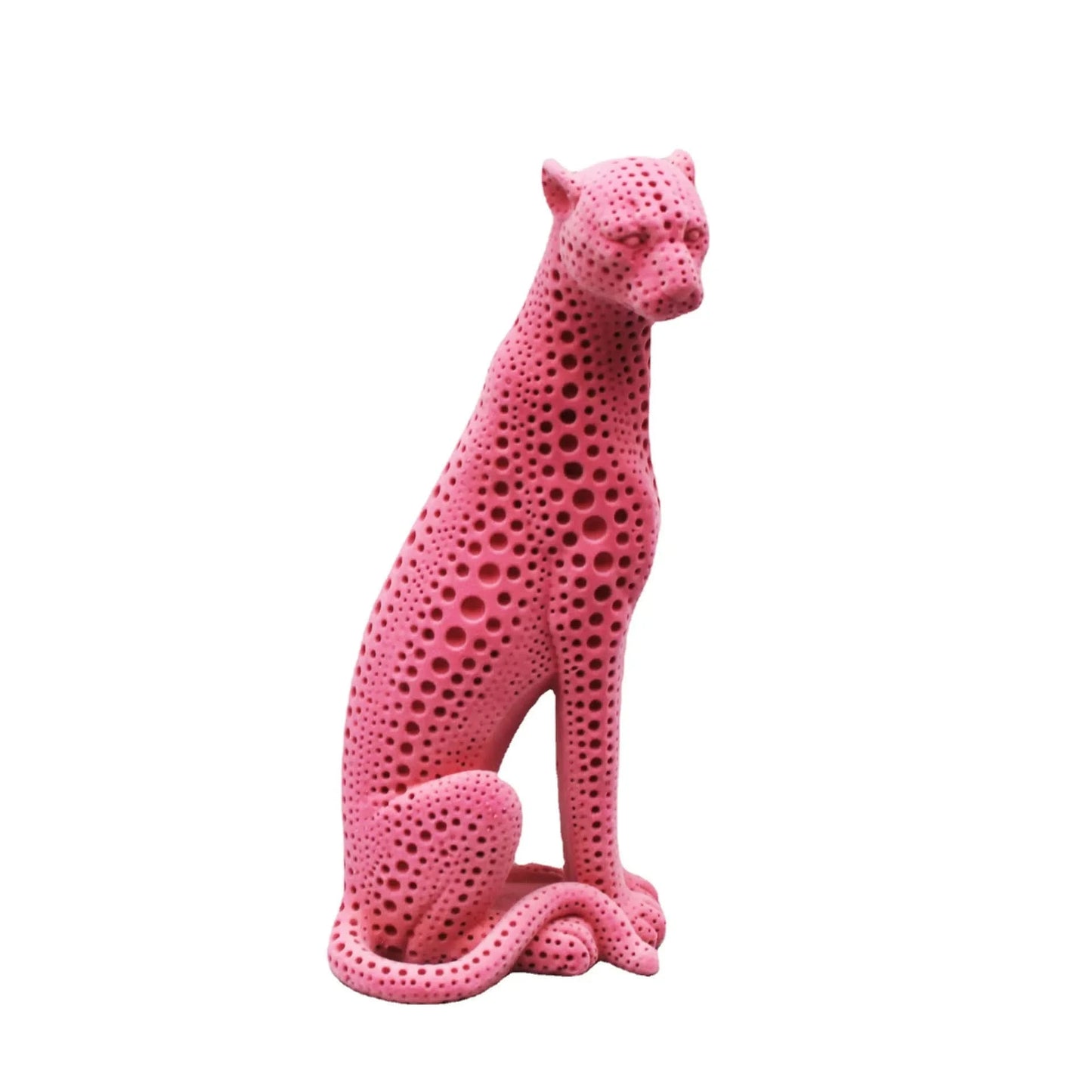 Decorative Flocked Cheetah Statues
