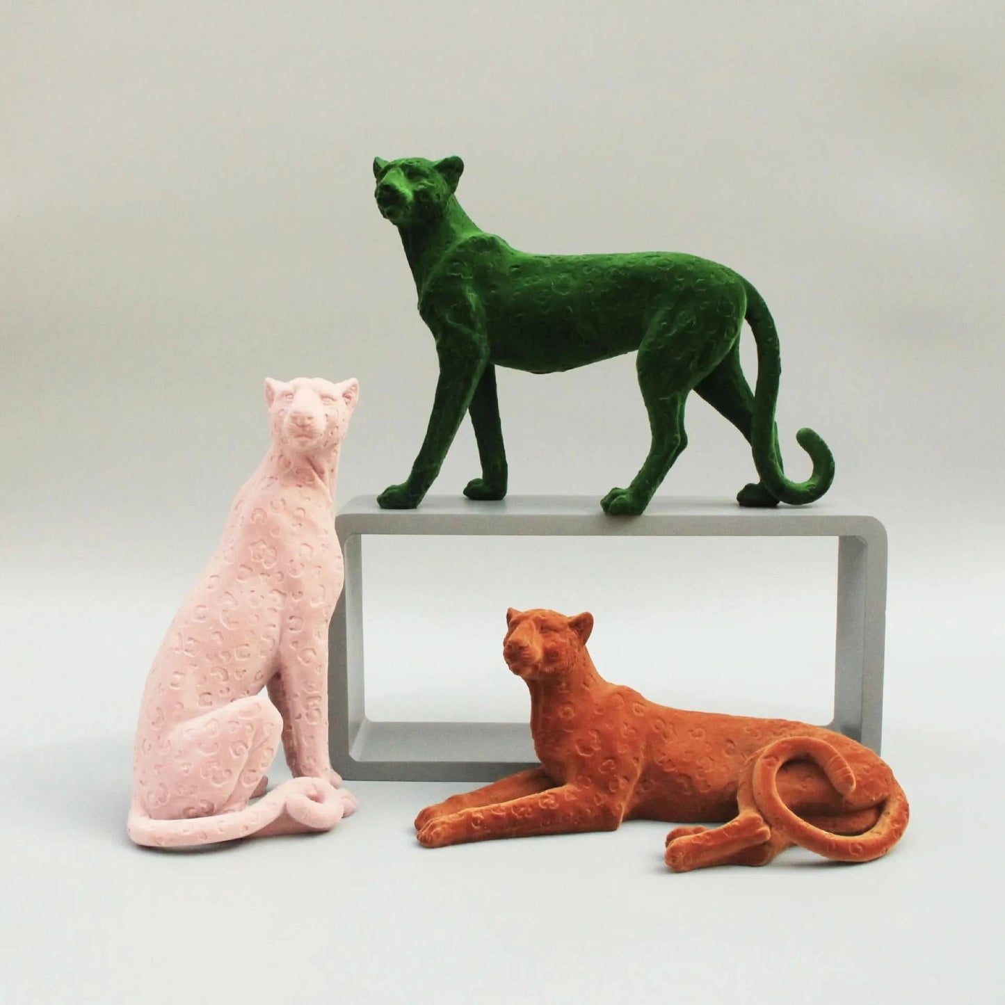 Decorative Flocked Cheetah Statues