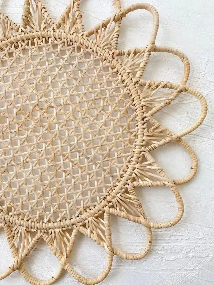 Set of Four Rattan and Cane Placemats