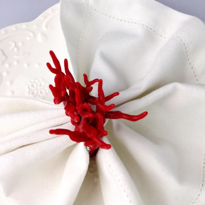 Set of 6 Acrylic Coral Napkin Rings in Multiple Colors
