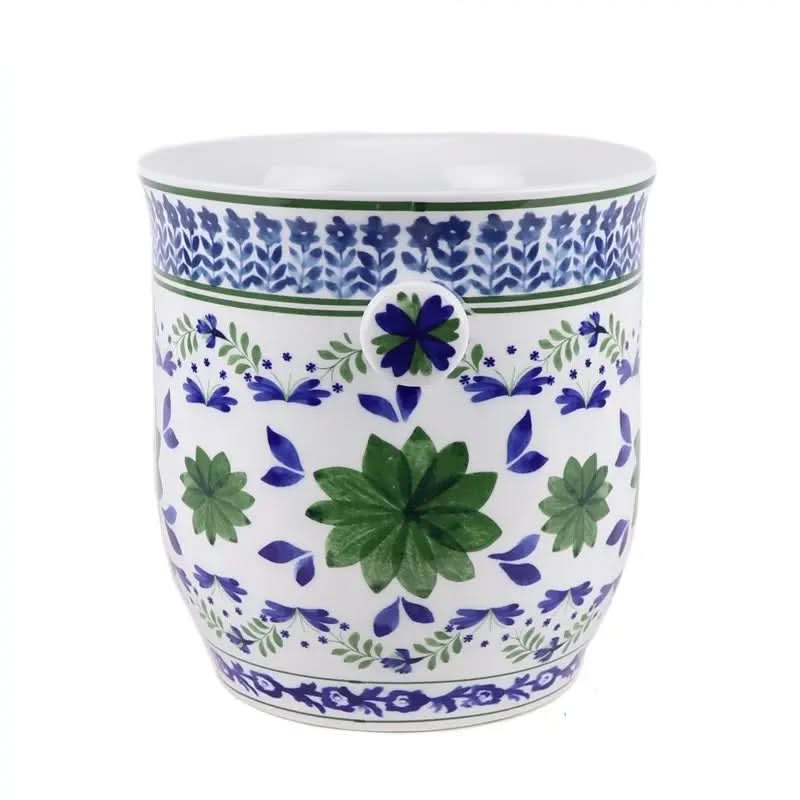 Bamboo Handle Ceramic Champagne Bucket / Planter