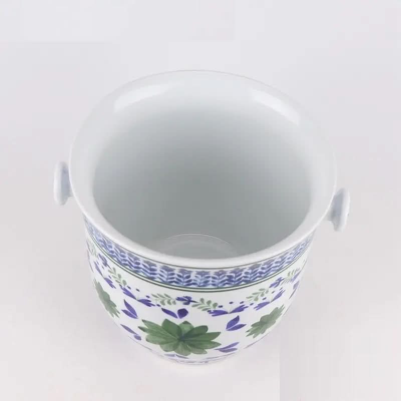 Bamboo Handle Ceramic Champagne Bucket / Planter