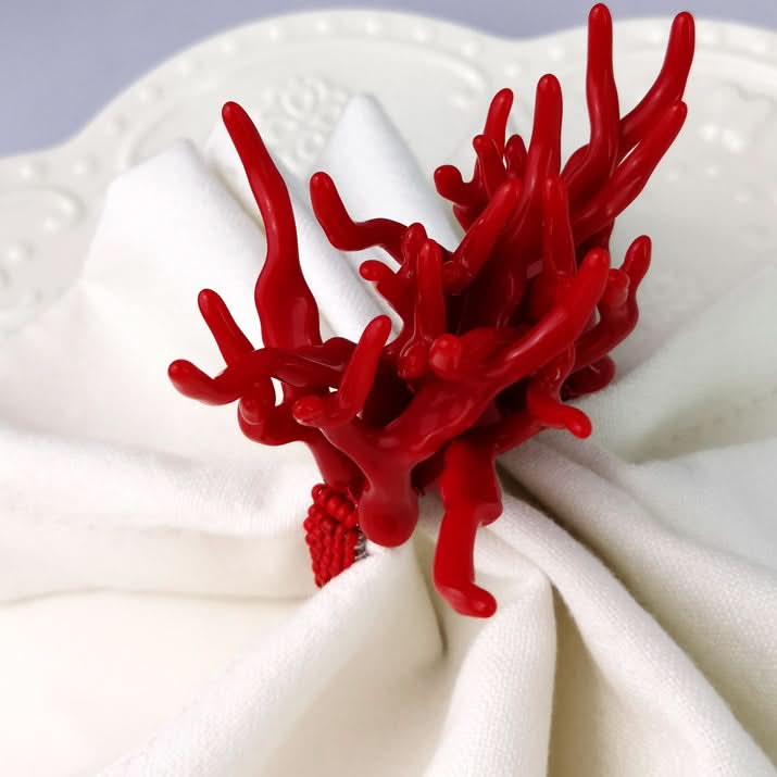 Set of 6 Acrylic Coral Napkin Rings in Multiple Colors