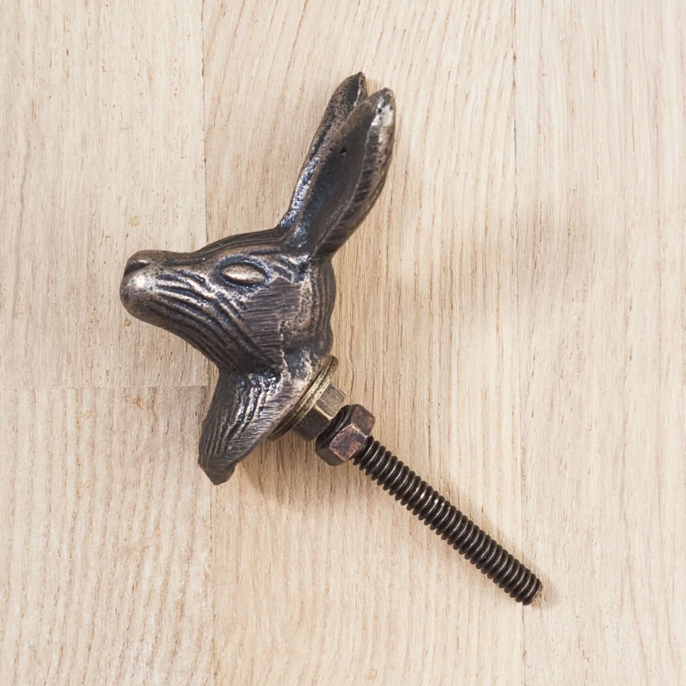 Antique Brass Hare Door Knob Set of Four