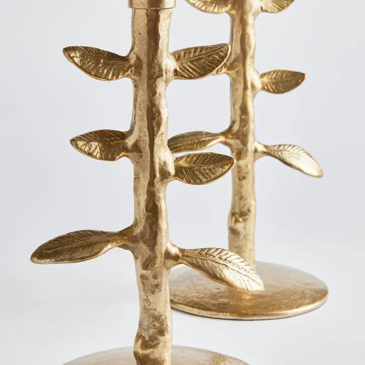Set of Gold Leafy Candle Sticks