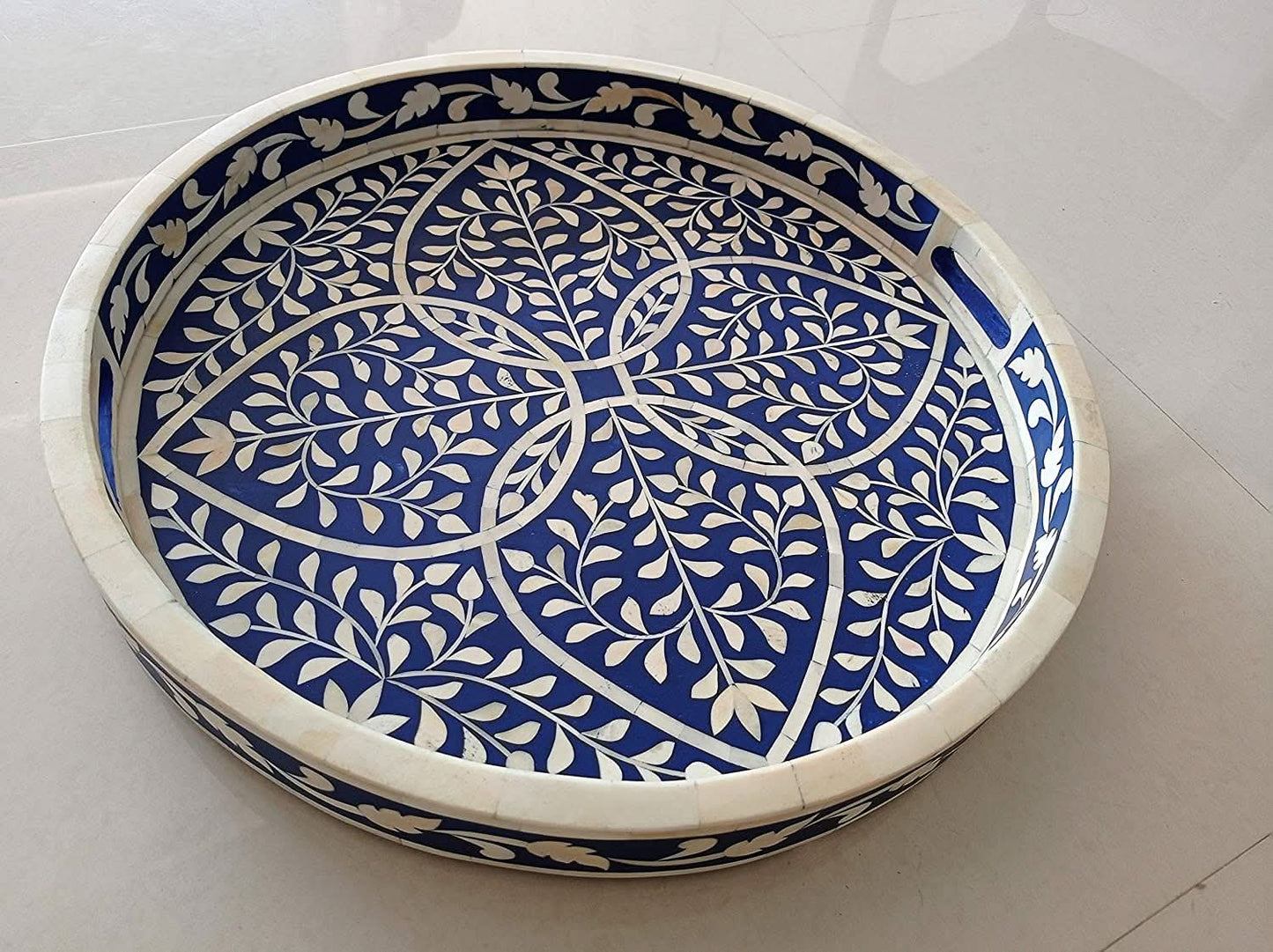 Bone Inlay Round Tray Large