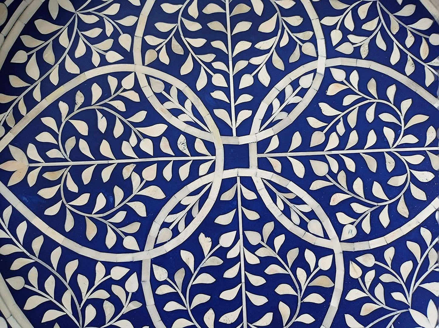 Sky Blue Bone Inlay Round Tray Large