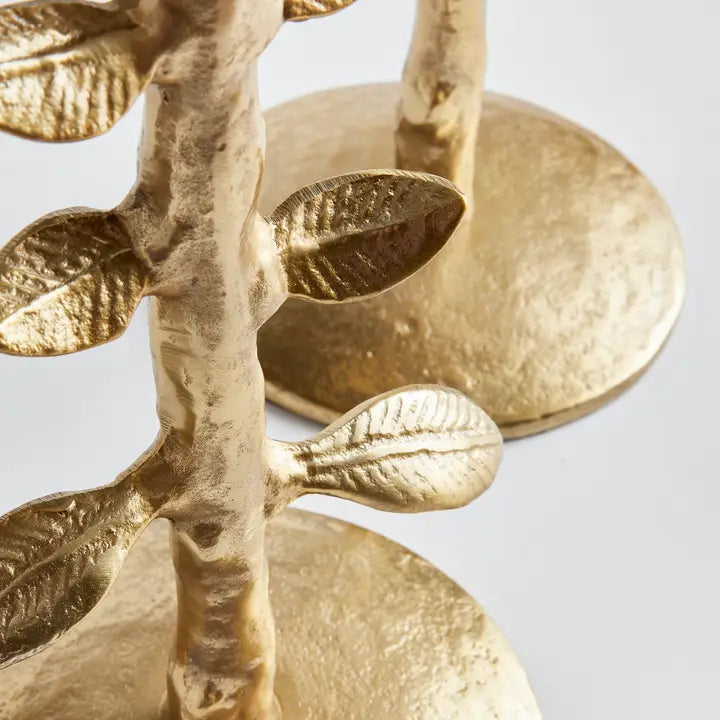 Set of Gold Leafy Candle Sticks