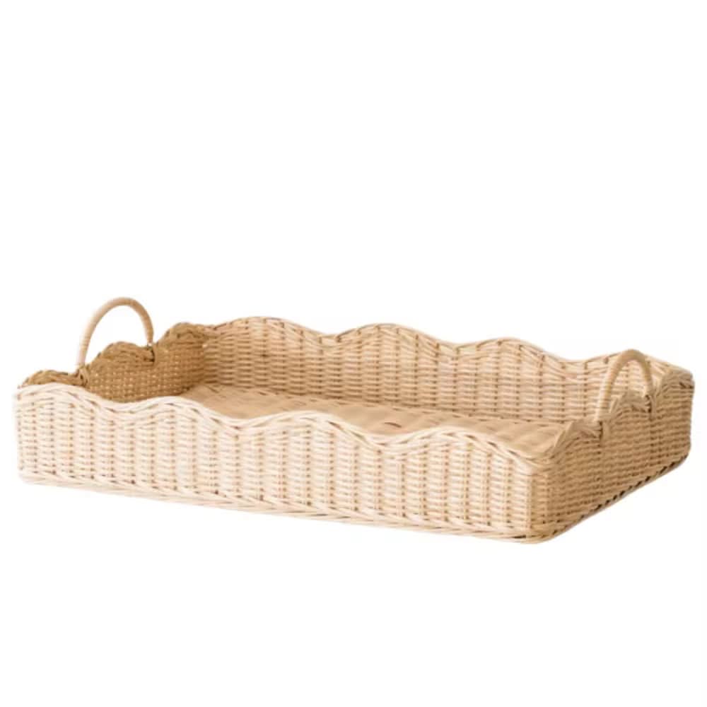Scalloped Rattan Tray