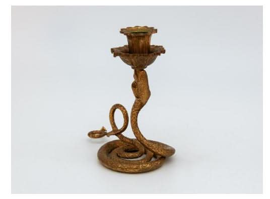 Vintage Snake Candle Holder in Brass