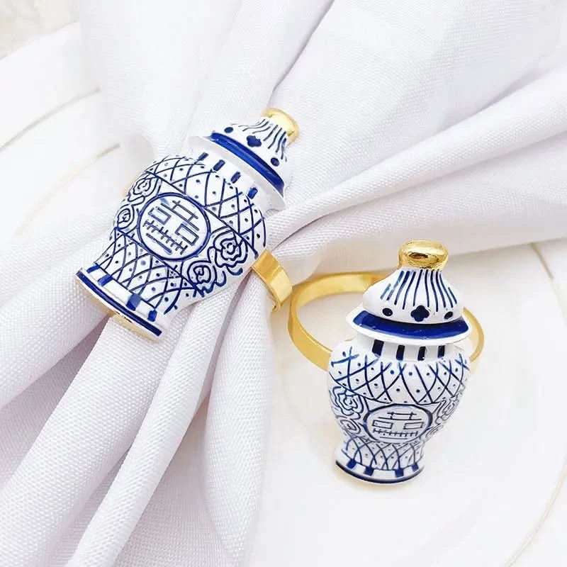 Set of 8 Chinese Ginger Jar Napkin Rings