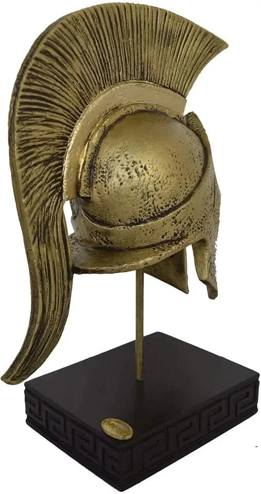 Roman Helmet Statue in Gold Resin