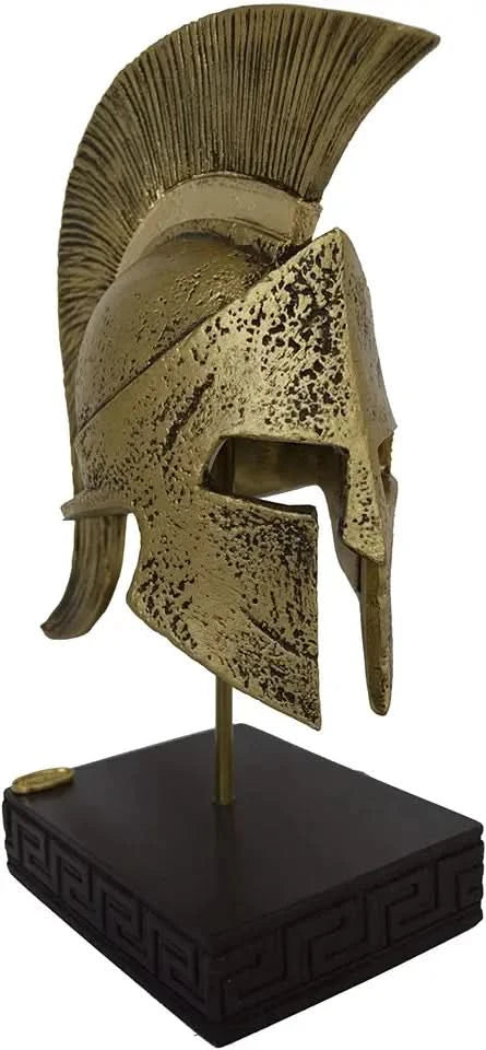 Roman Helmet Statue in Gold Resin