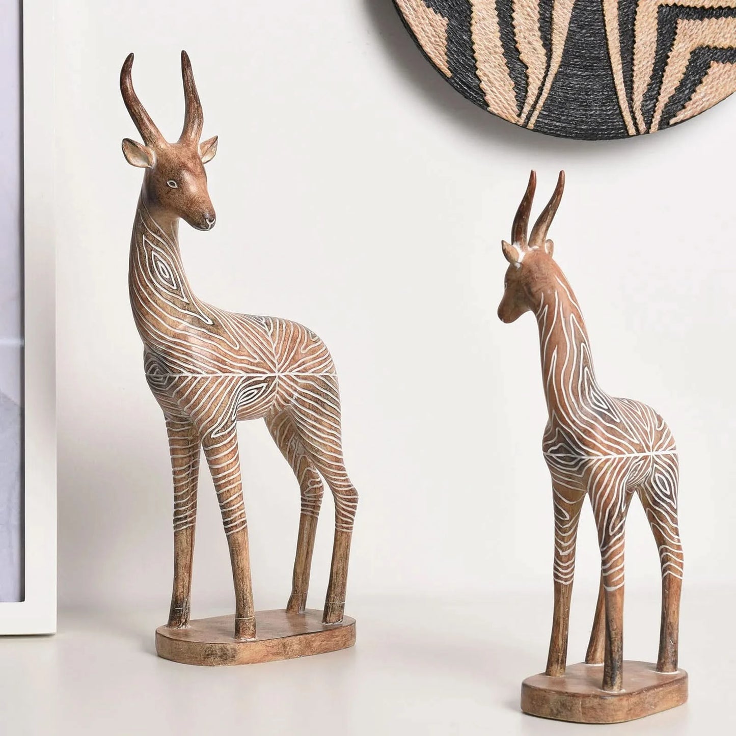 Set of Two Safari Tribal Gazelle Statues