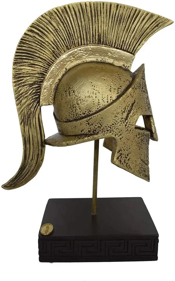 Roman Helmet Statue in Gold Resin