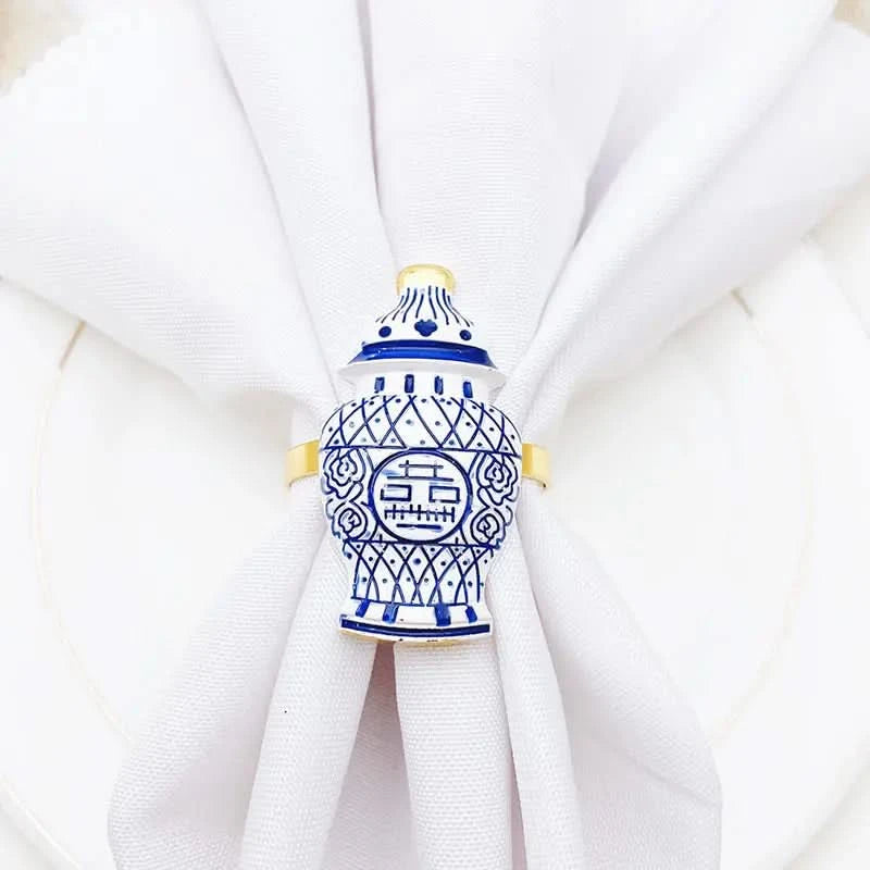 Set of 8 Chinese Ginger Jar Napkin Rings