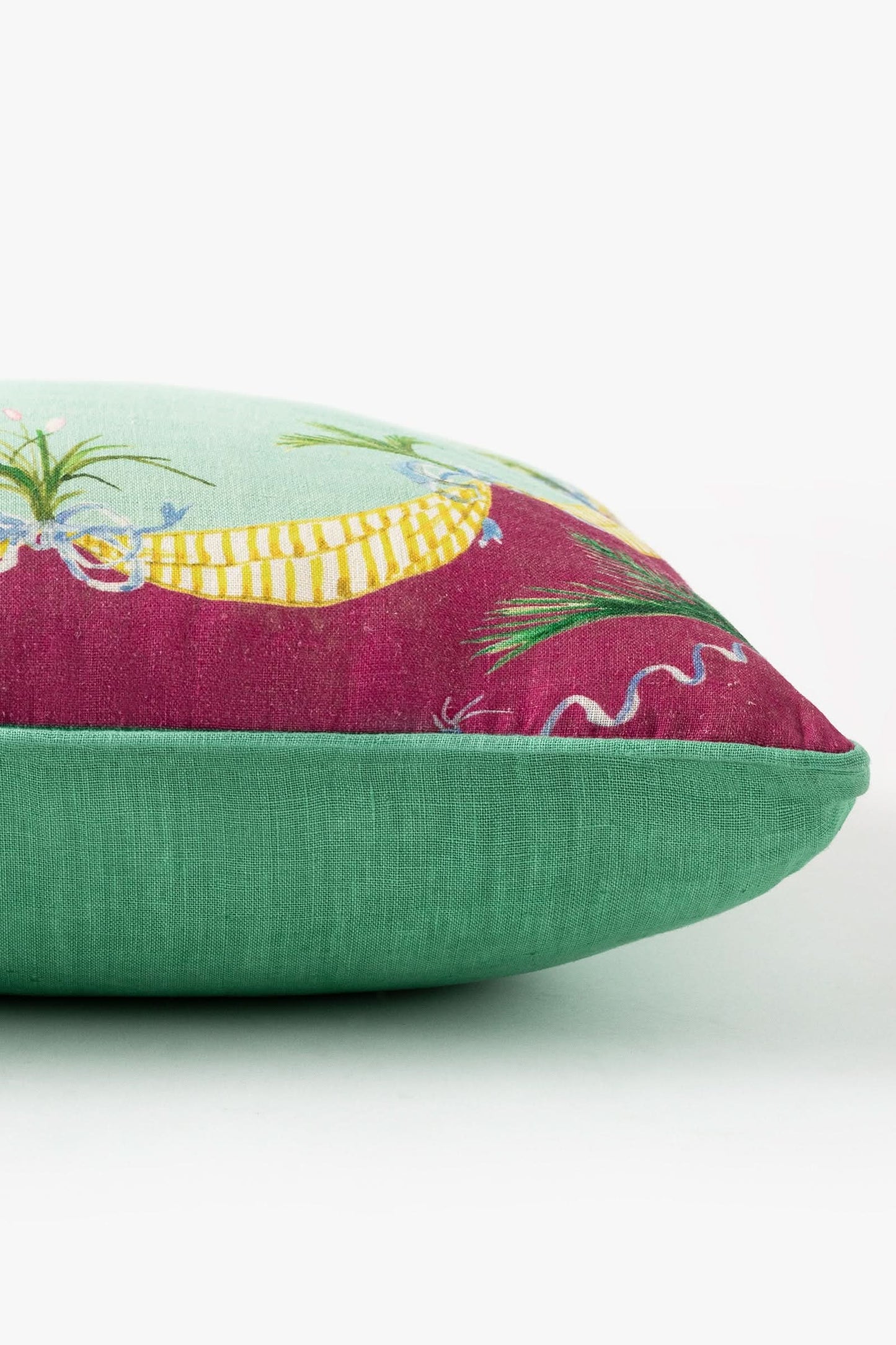 Hand Printed Tropical Medallion Pillow in Linen
