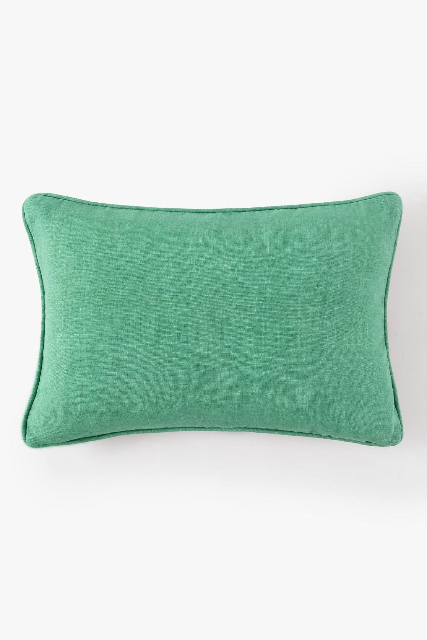 Embroidered Fern Pillow in Linen Magenta