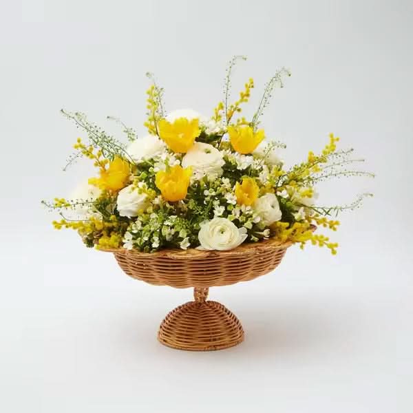 Scalloped Rattan Pedestal Bowl