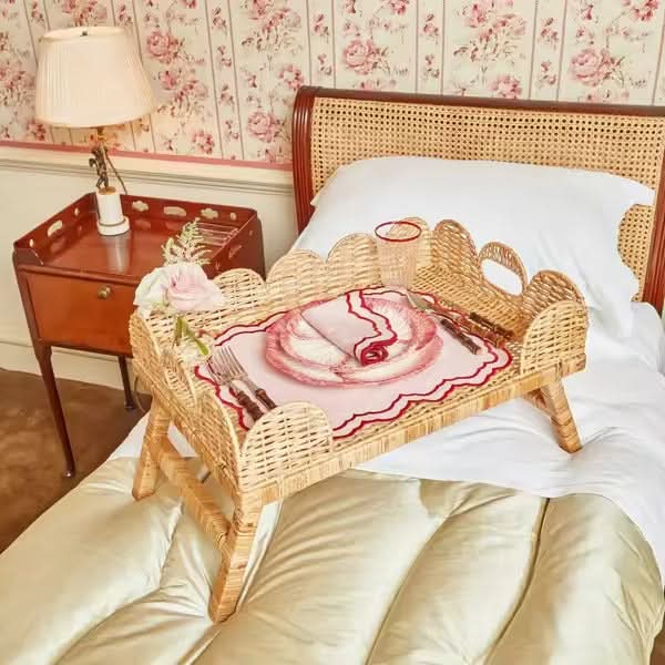 Elevated Scalloped Rattan Tray