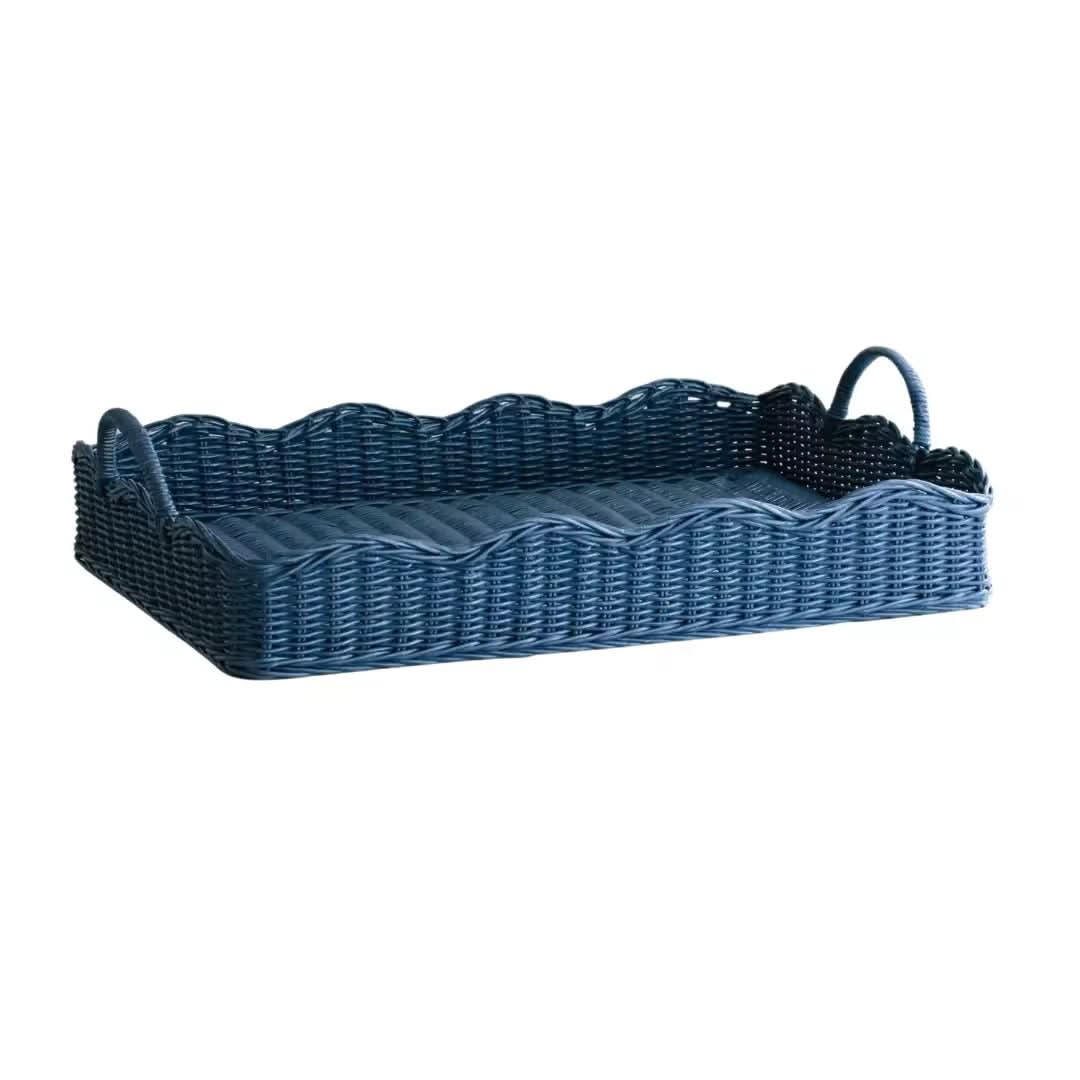 Scalloped Rattan Tray