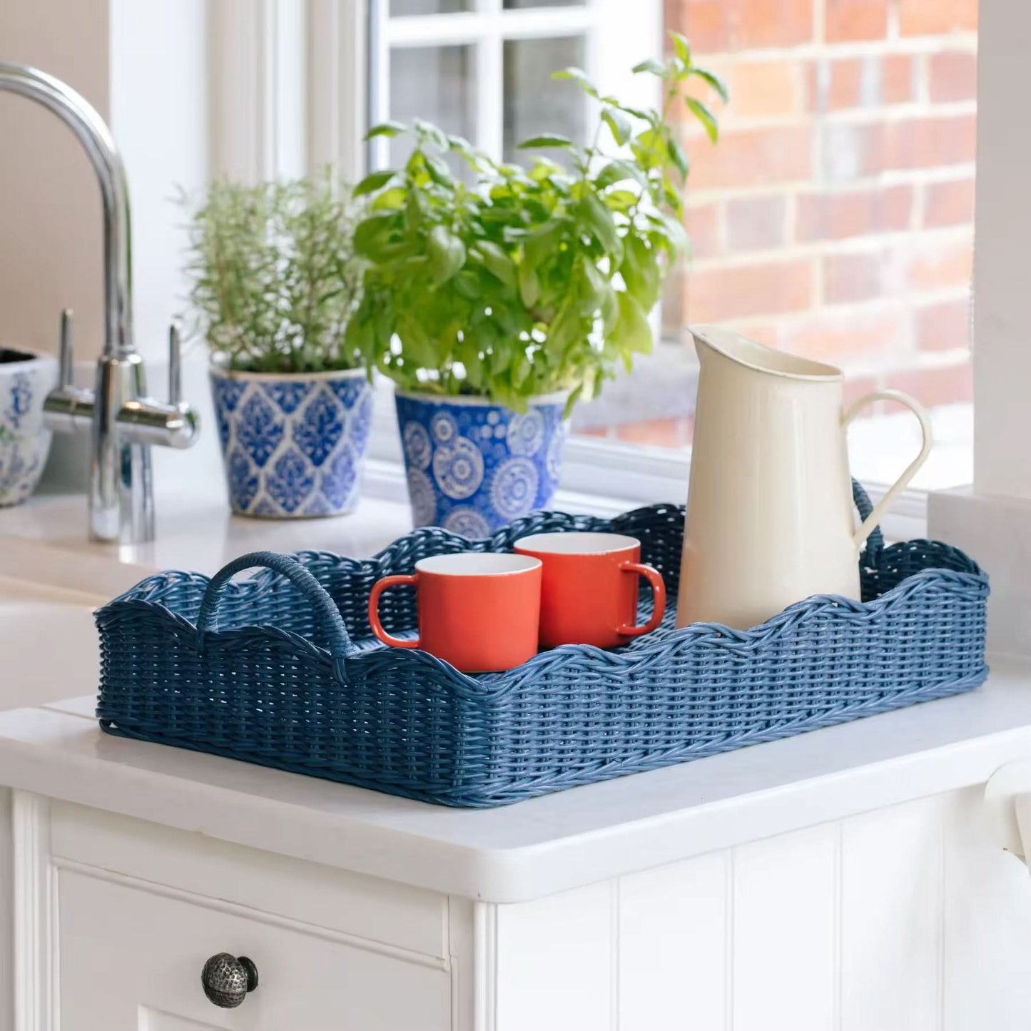 Scalloped Rattan Tray