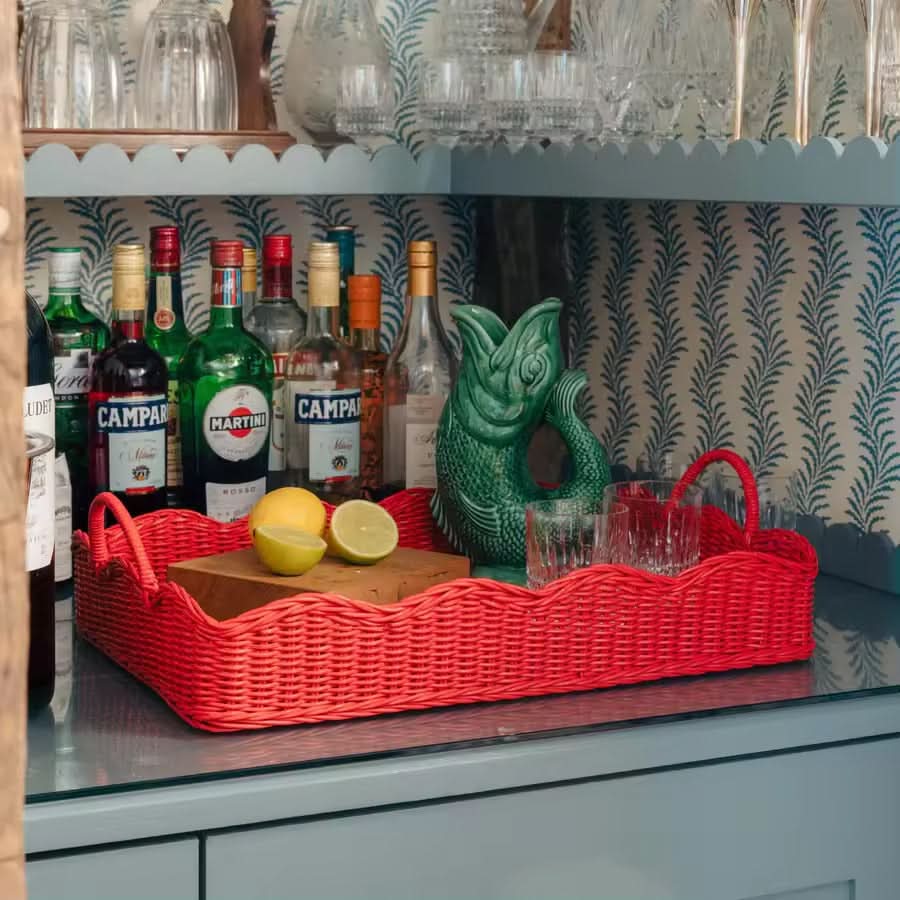 Scalloped Rattan Tray