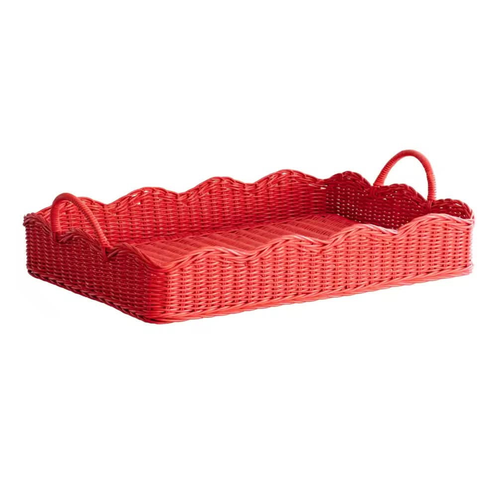 Scalloped Rattan Tray