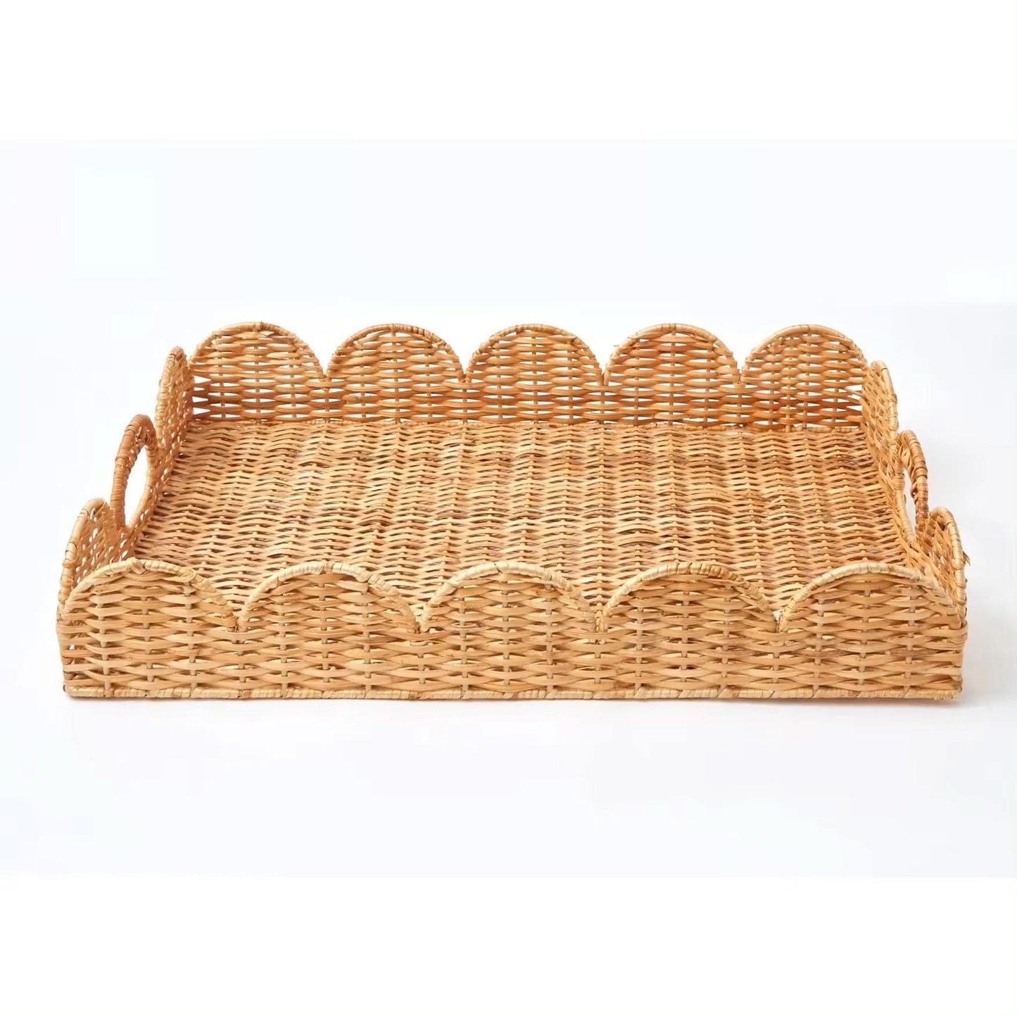 Scalloped Rattan Tray
