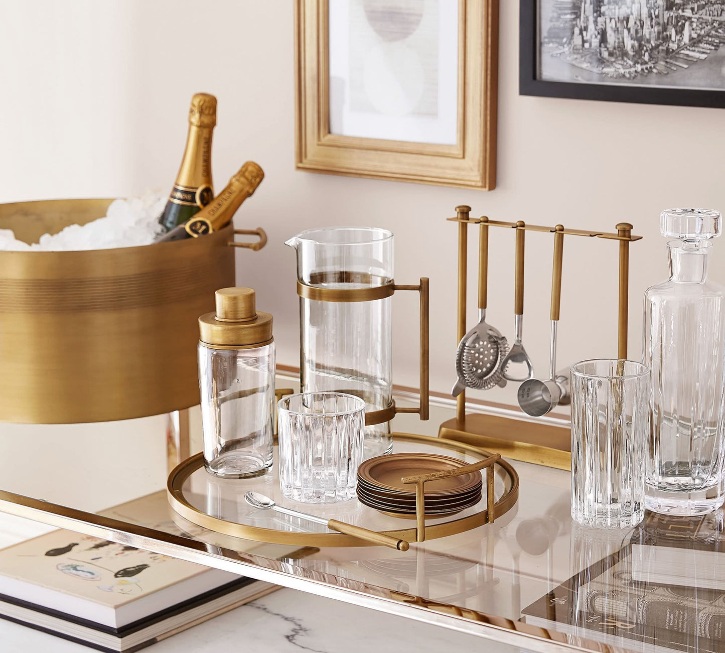Large Metal Brass Ice Bucket Tub