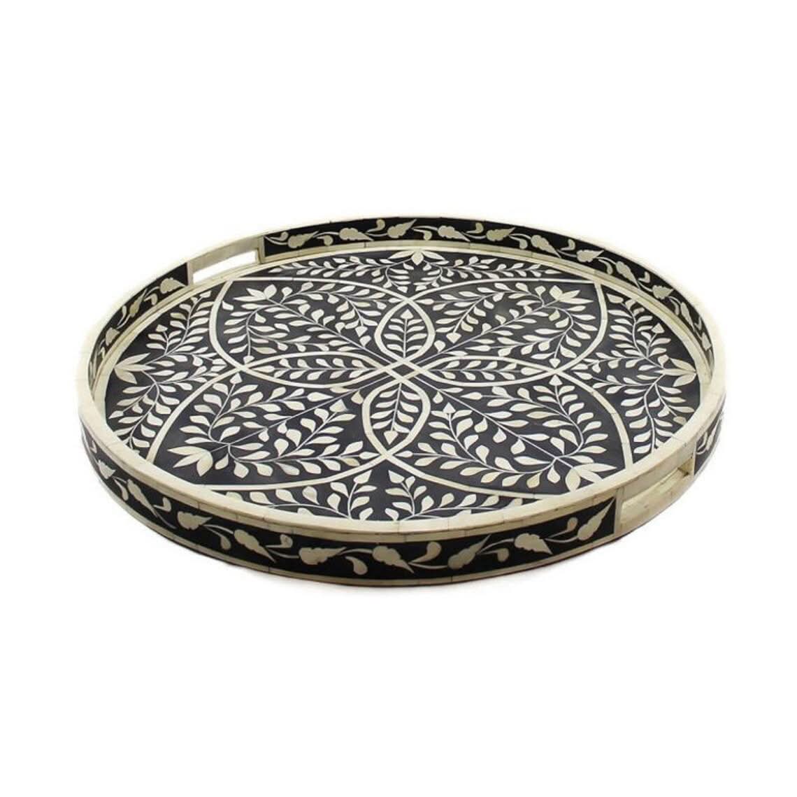 Bone Inlay Round Tray Large