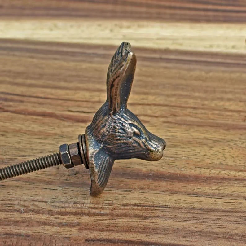 Antique Brass Hare Door Knob Set of Four