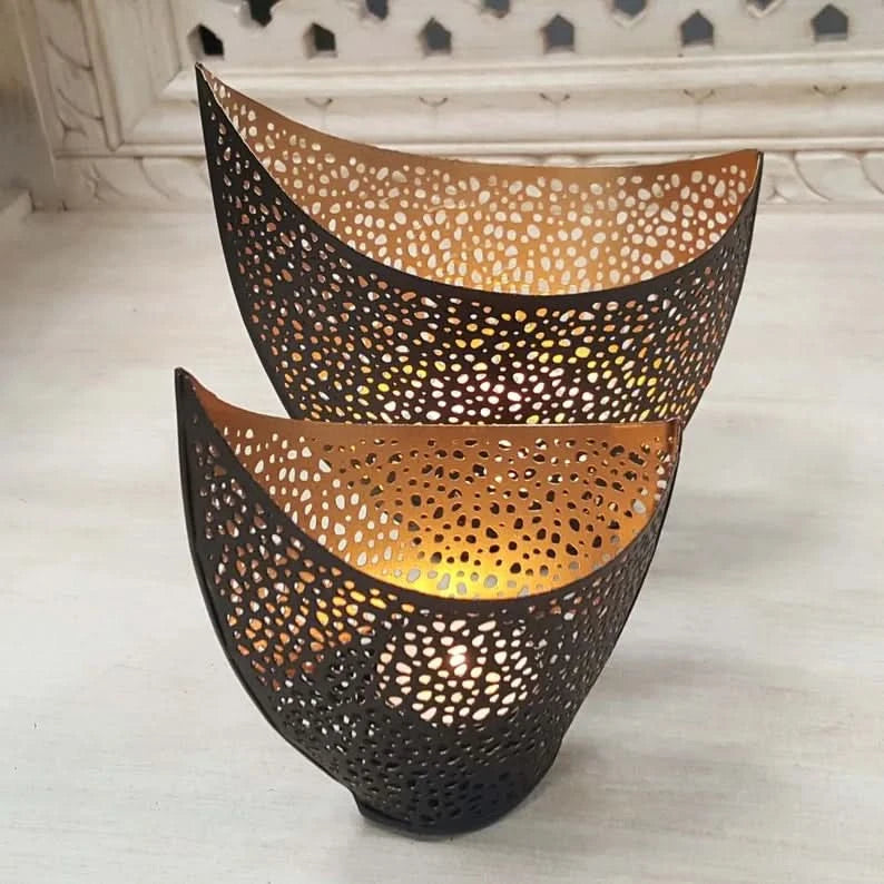 Two Semi Circle Lasercut Votive Holders