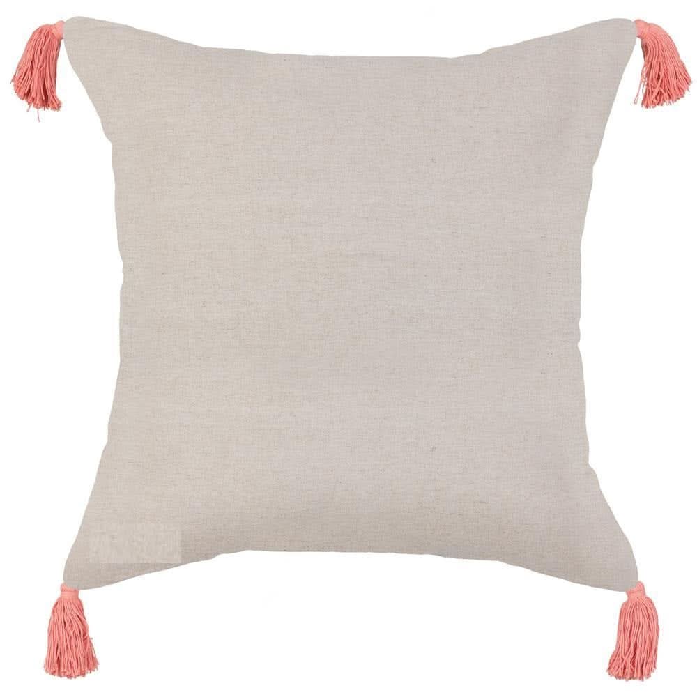 Velvet Bird of Paradise Pillow with Tassels in Peach