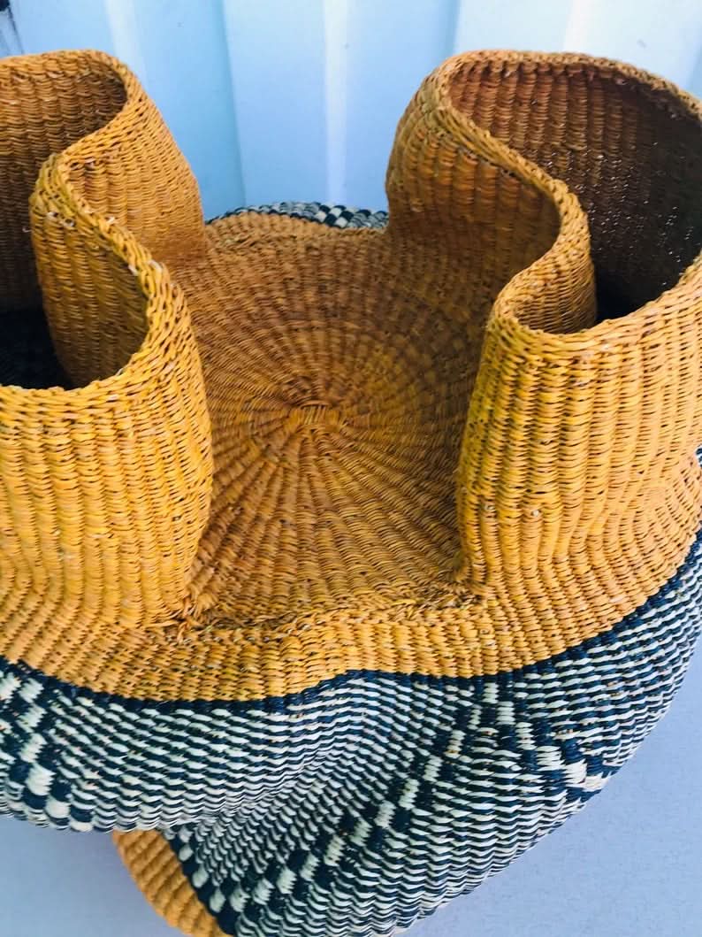 Double Headed Bassabassa Basket in Sunshine and Black Tribal