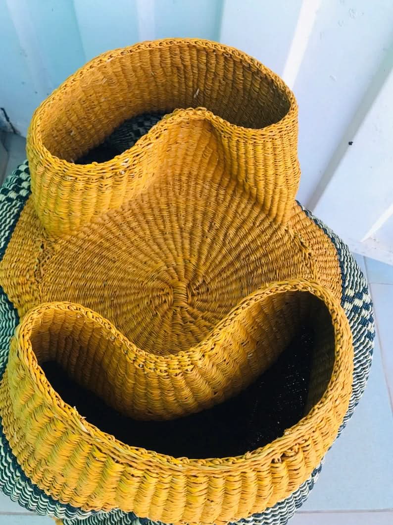 Double Headed Bassabassa Basket in Sunshine and Black Tribal