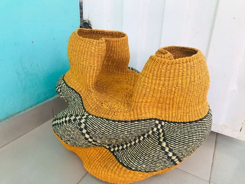 Double Headed Bassabassa Basket in Sunshine and Black Tribal